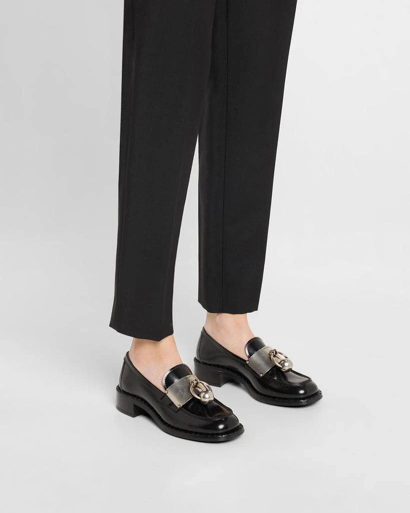 Prada Brushed Leather Ball Chain Loafers 2