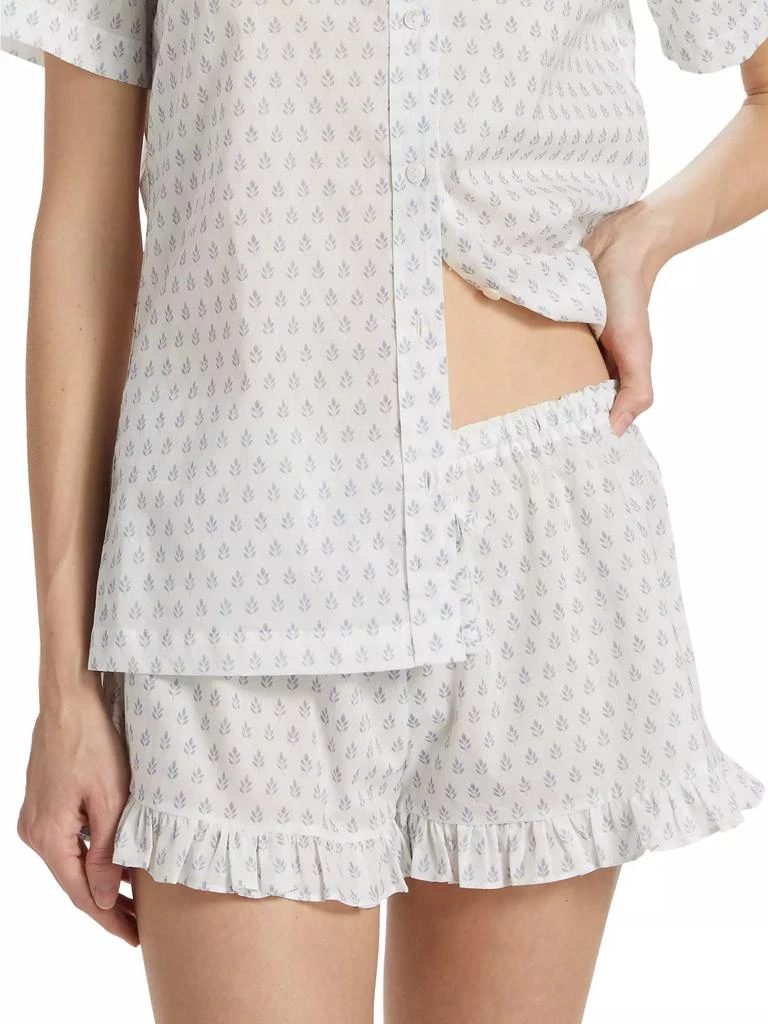 Pour Les Femmes Karl Cotton Leaf-Print Frill Pajamas 6