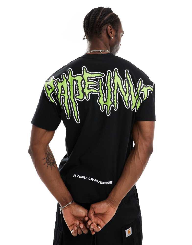 AAPE Aape By A Bathing Ape logo hiphop t-shirt in black