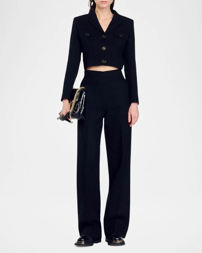 Sandro Edma Tweed Tailored Crop Blazer 2