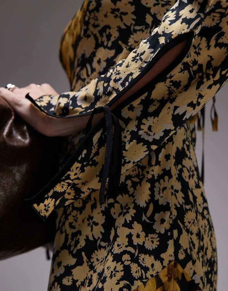 Topshop Topshop mixed print mini tea dress in yellow floral 3