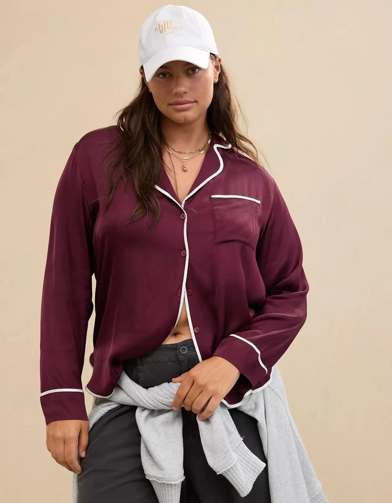 Aerie Aerie Off-Duty Satin Piping Shirt 2