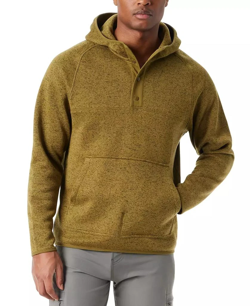 BASS OUTDOOR Men
s Regular-Fit Mixed-Media 1/4-Snap Hoodie 1