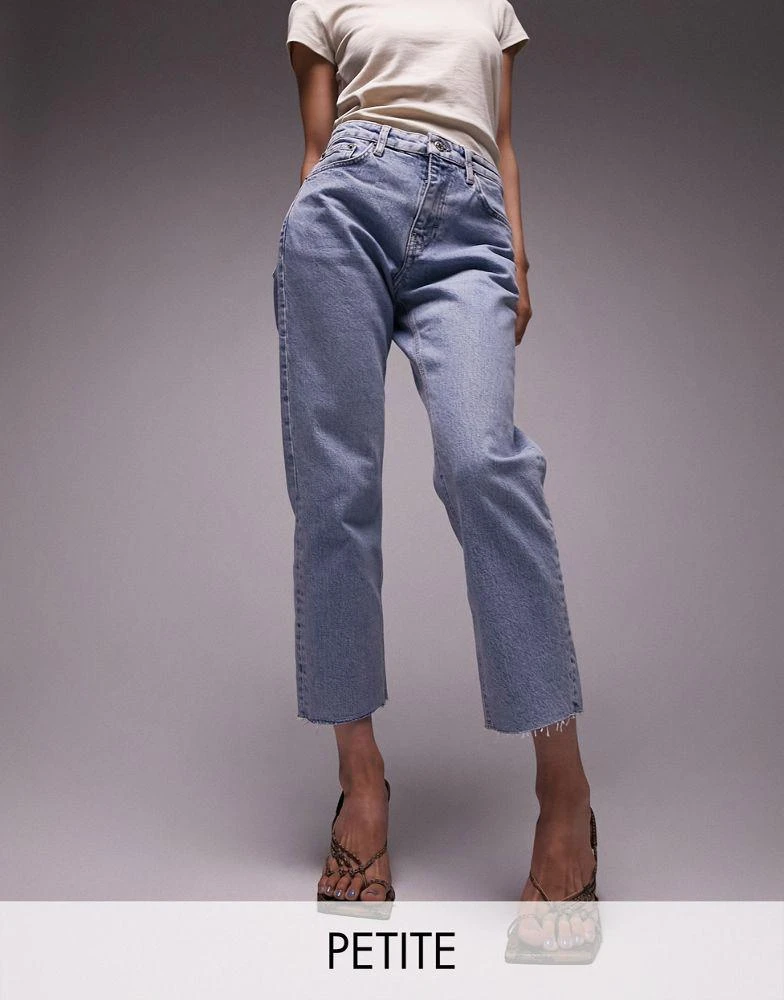 Topshop Topshop Petite straight jeans with raw hem in bleach 1
