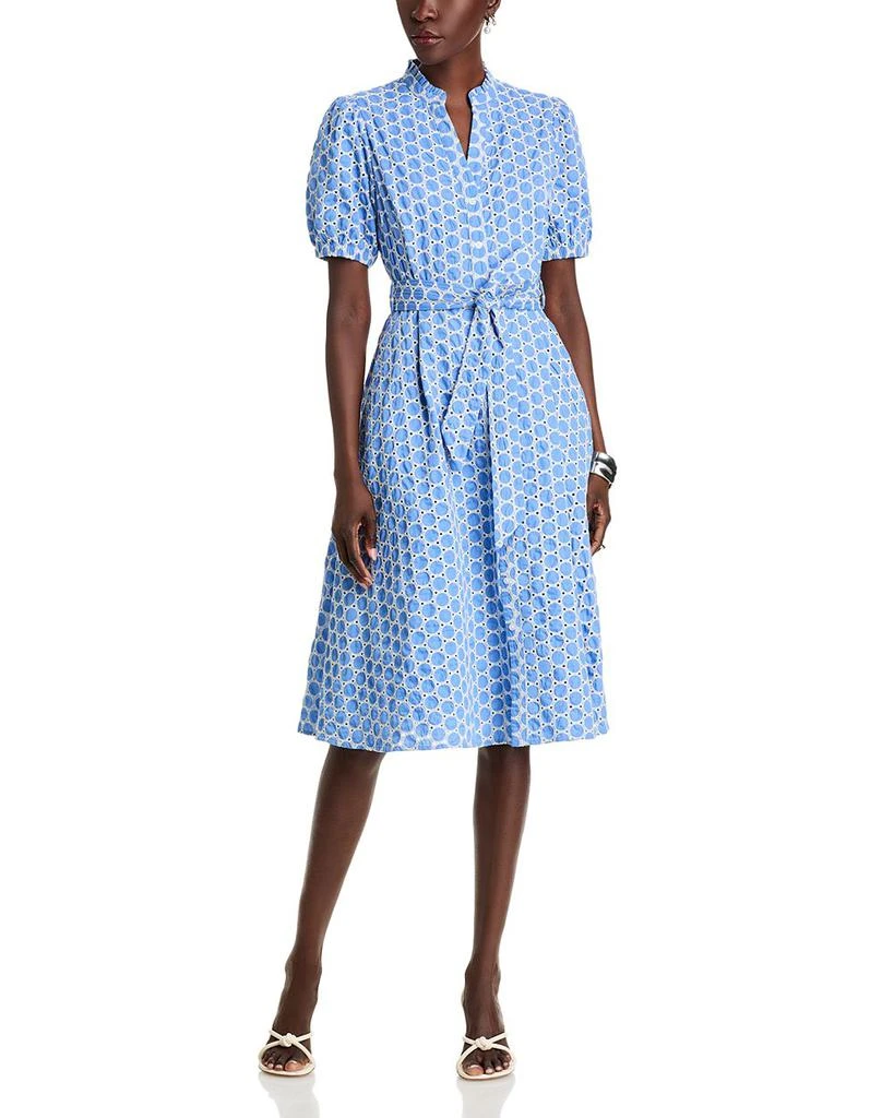 Tahari Eyelet Puff Sleeve Fit & Flare Dress 1