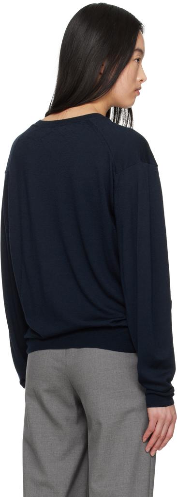 Navy Product Dyed Wool Knit V-Neck Sweater – On Sale Now with Up