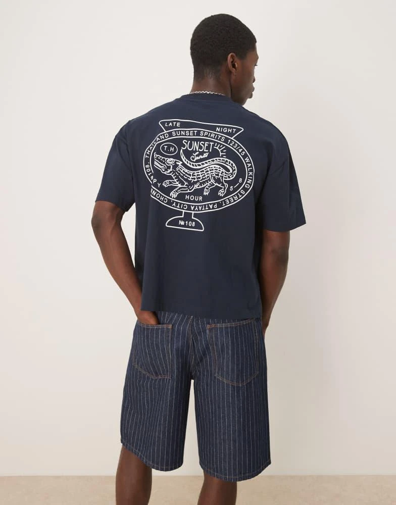 ASOS ASOS DESIGN boxy oversized t-shirt with back city graphic in navy 1
