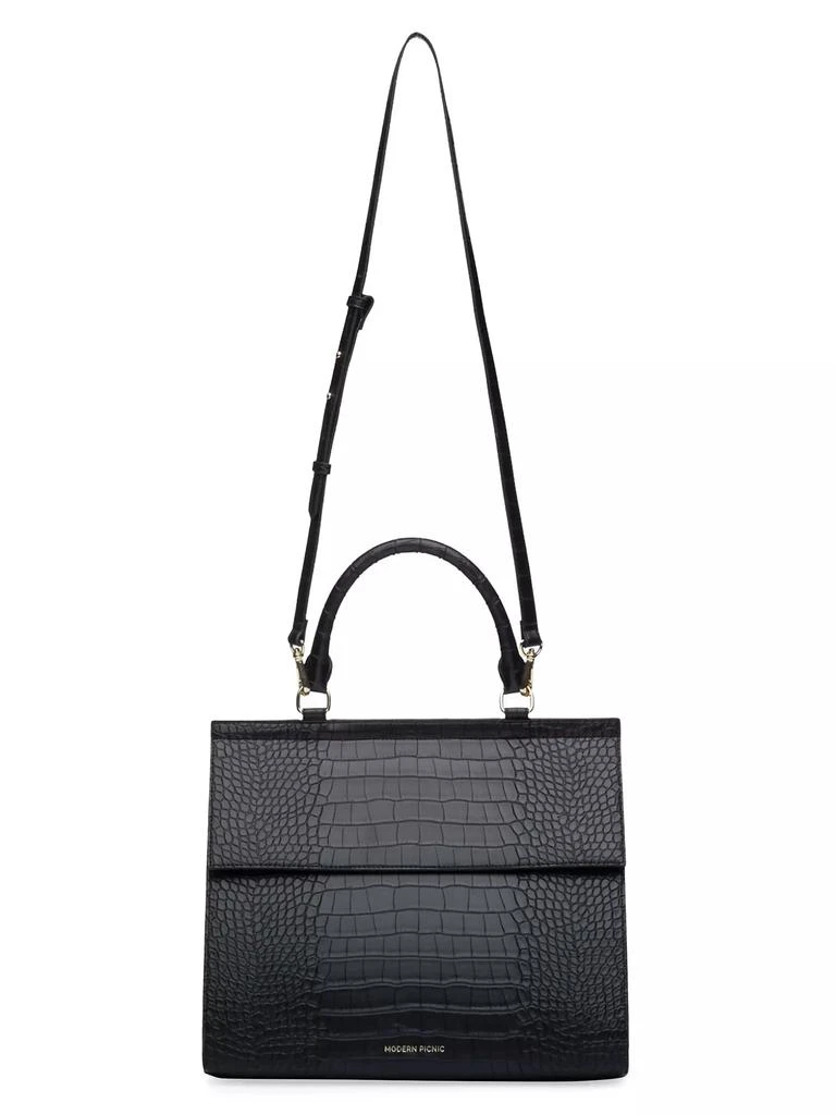 Modern Picnic The Large Luncher Crocodile-Embossed Vegan Leather Bag 6