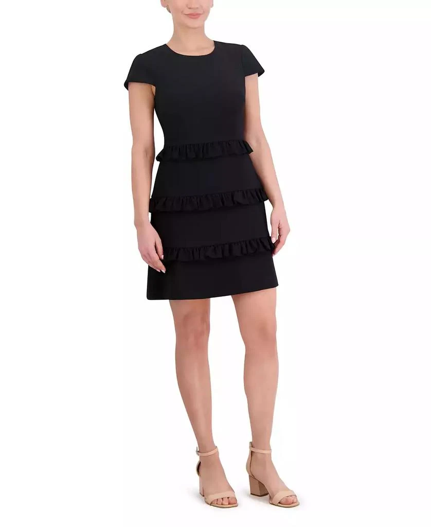 Eliza J Petite Stretch Crepe Jewel-Neck A-Line Dress 2