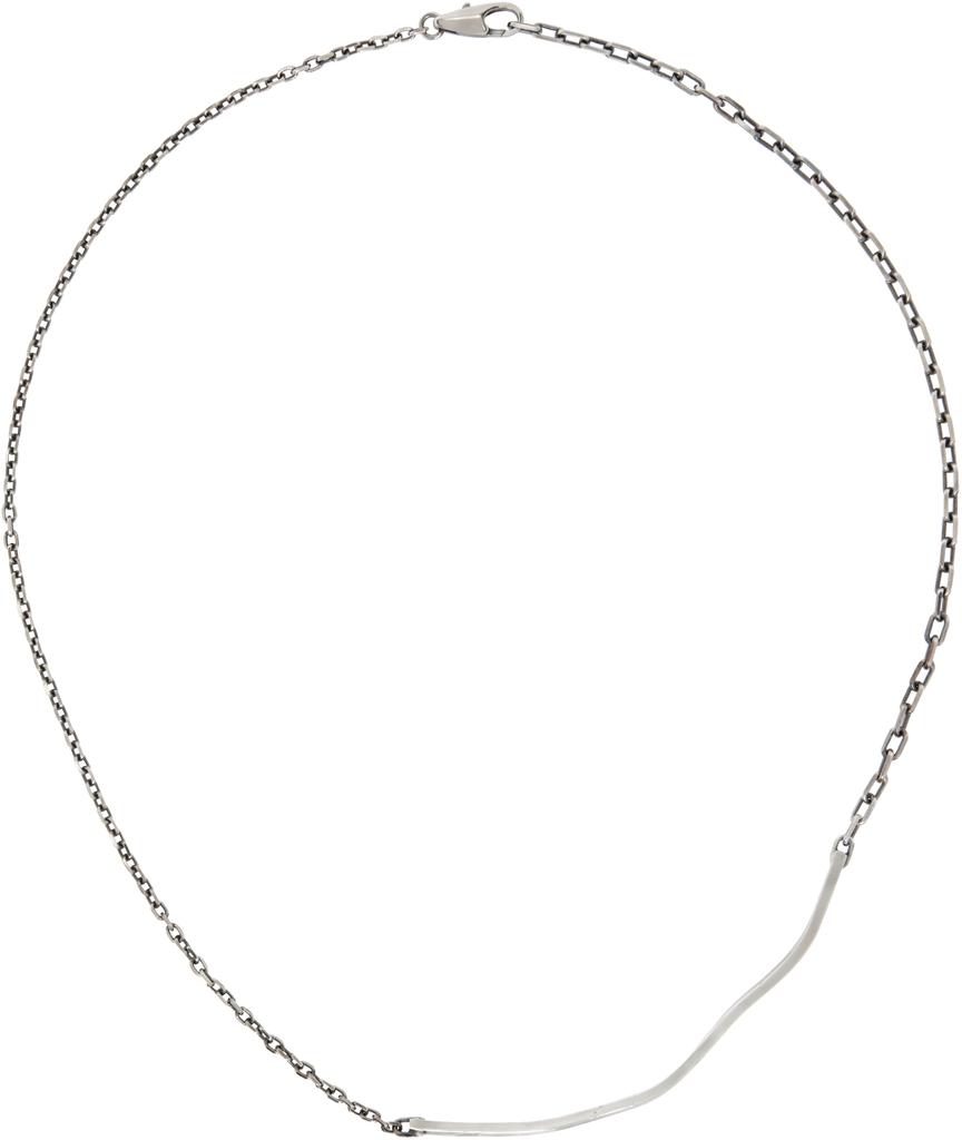 Title of Work Silver Mixed Chain Beaten Bar Choker