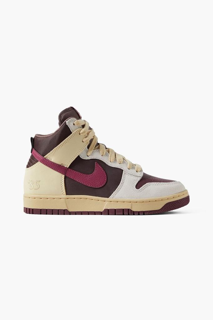 NIKE Dunk 1985 leather, suede and shell high-top sneakers