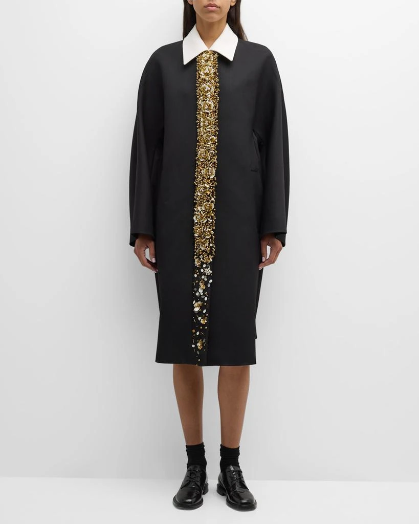 Dries Van Noten Roolsy Embellished Contrast-Collar Long Coat 1