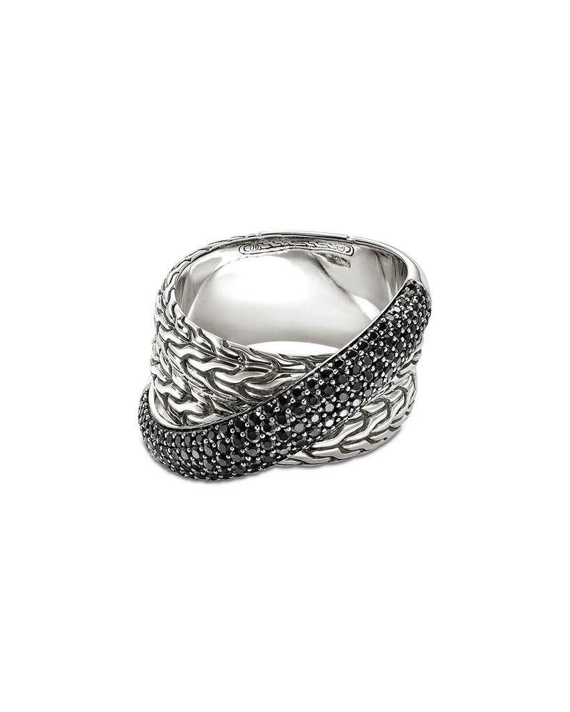 John Hardy JH Essentials Sterling Silver Black Sapphire Pavé Crossover Ring 1