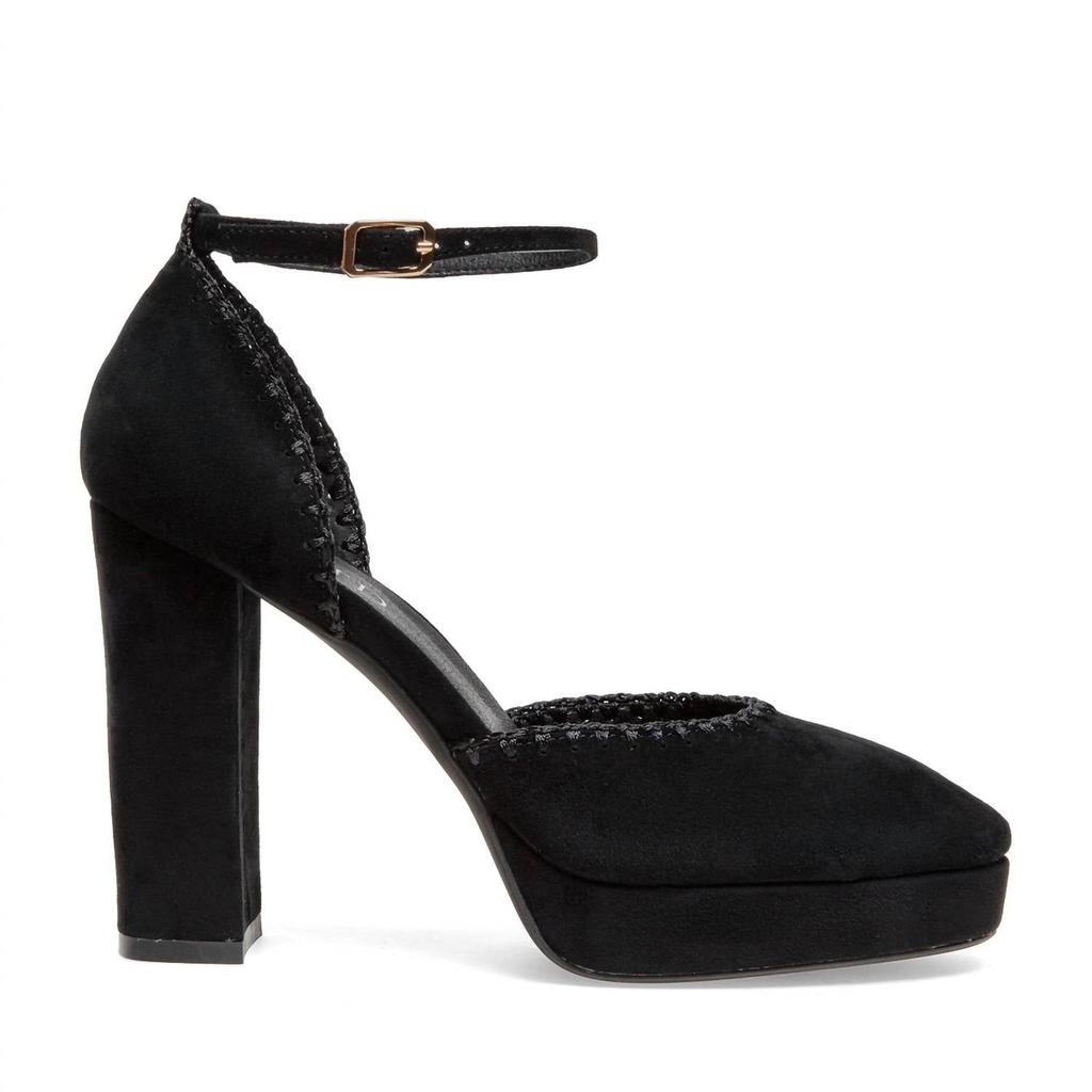 SILENT D Addie Suede Ankle-Strap Heel In Black