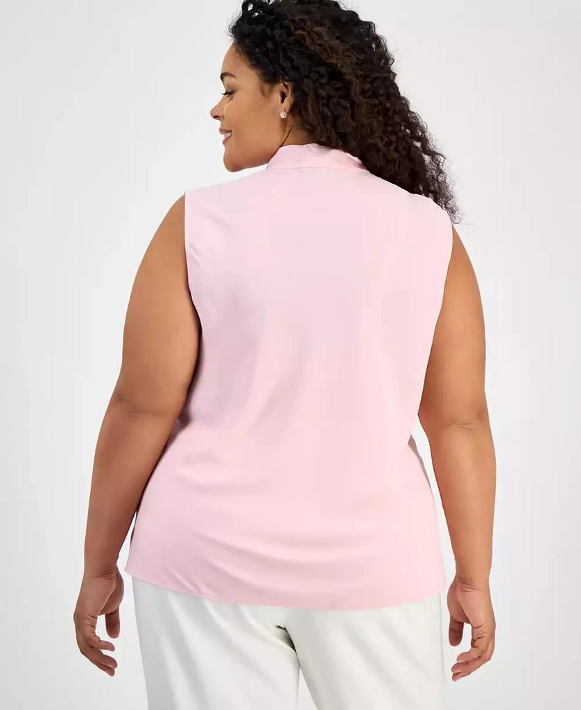 Kasper Plus Size Sleeveless Tie-Neck Blouse 2