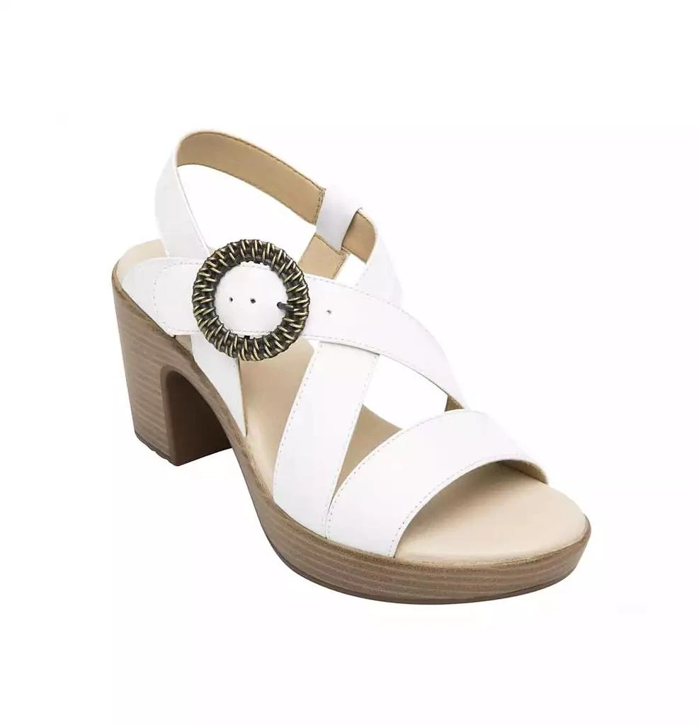 Flexi Women s White Leather Heel Ankle Strap Sandals By 1