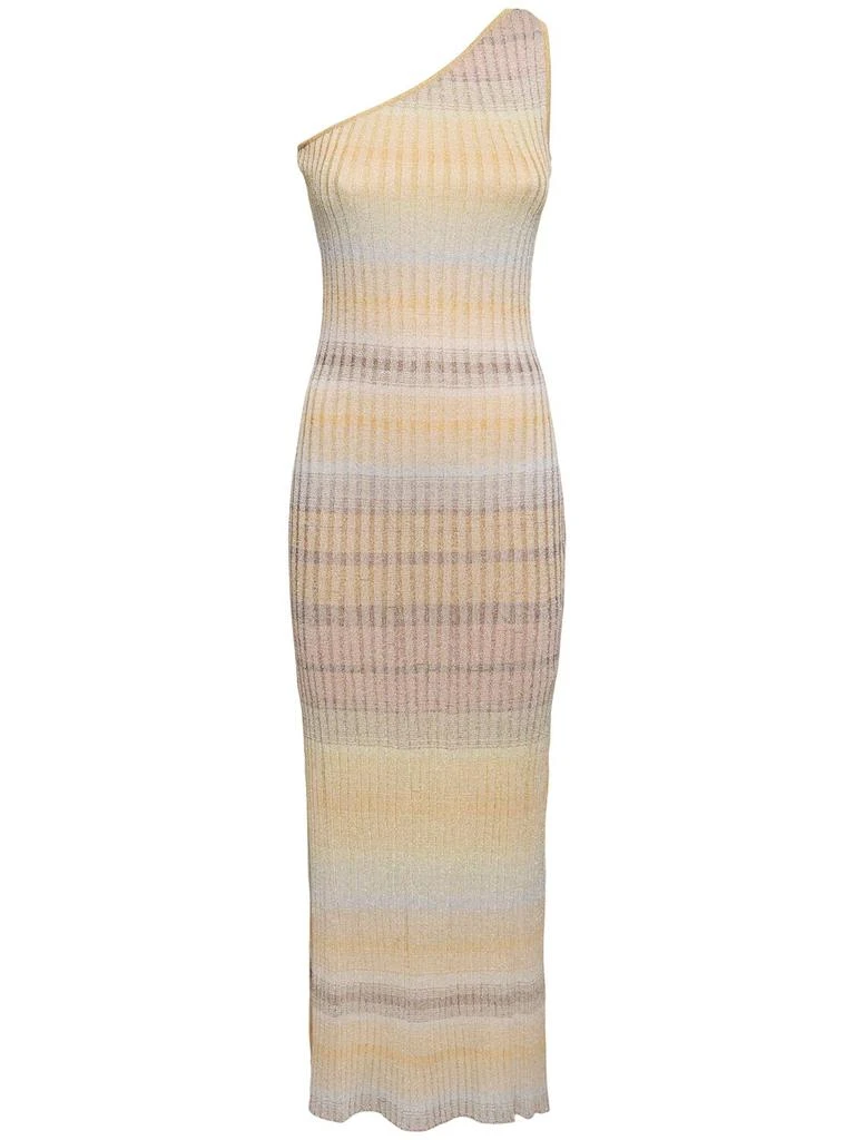 strapless open back dress Romina Mocha Rib Knit Bardot Maxi Dress With Asymmetric Hem – Club L London main image 0
