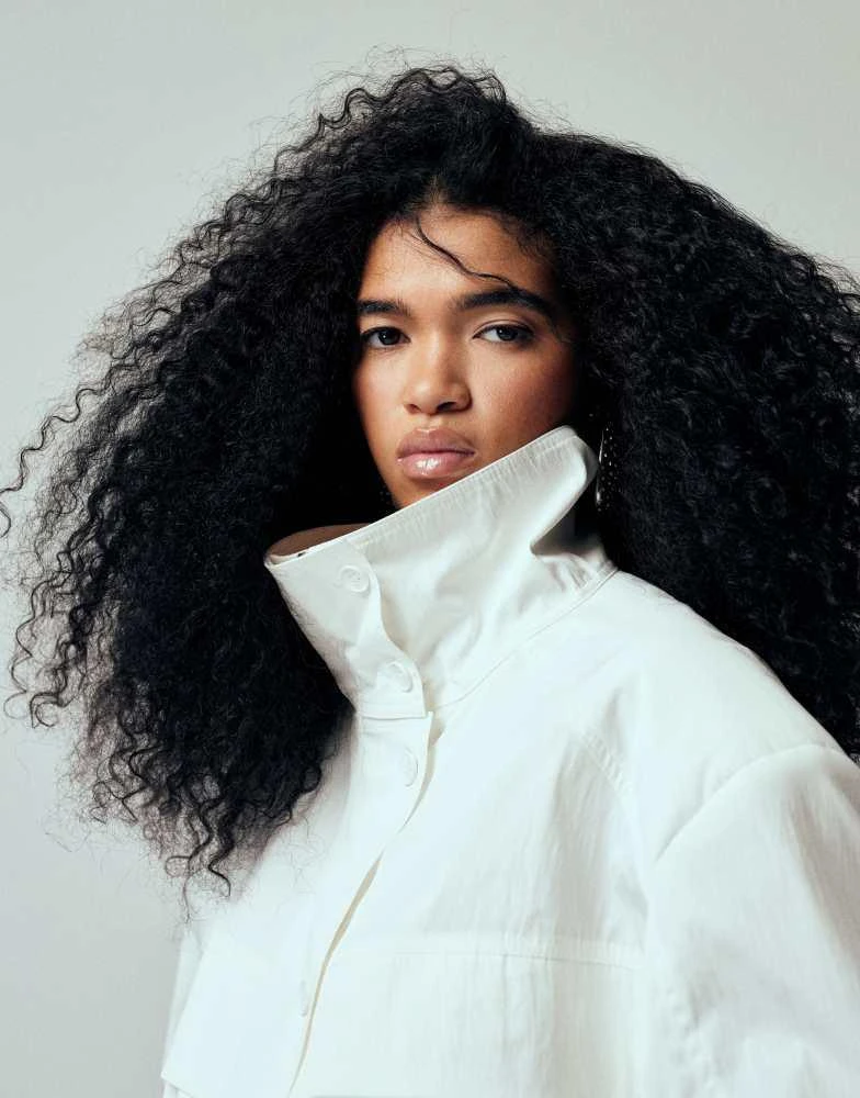 ASOS ASOS DESIGN iconic funnel neck sports jacket in ivory 2