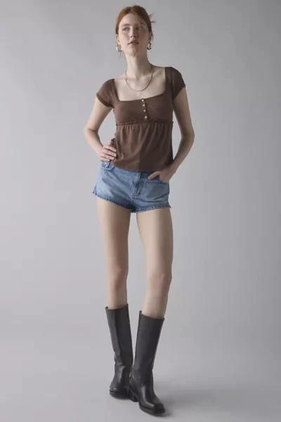 BDG BDG Brittney Square Neck Henley Babydoll Tee 3