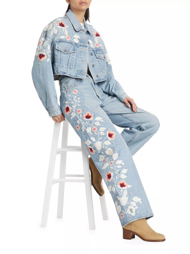 Citizens of Humanity Lena Floral Embroidered Crop Denim Jacket