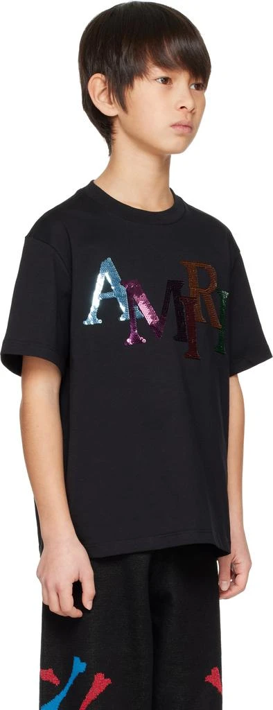 AMIRI Kids Black Staggered Sequin T-shirt 2