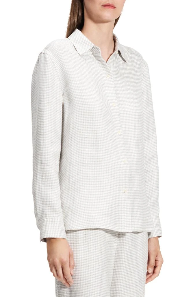 Theory B.Mela Houndstooth Linen Blend Button-Up Shirt 3
