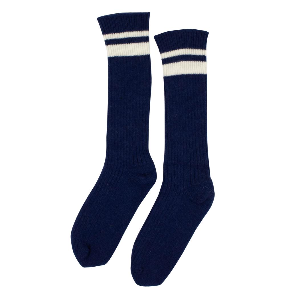Unravel Project UNRAVEL PROJECT Blue Ribbed White Striped Socks