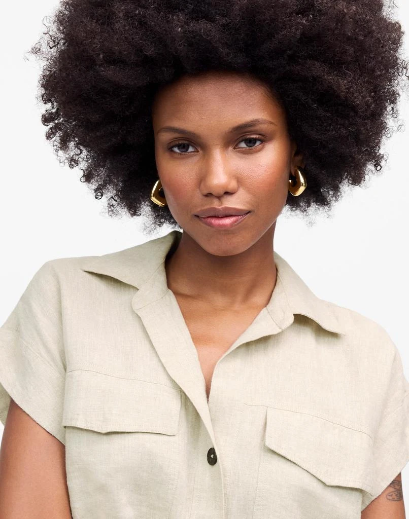 Madewell Utility Short-Sleeve Mini Shirtdress in 100% Linen 5
