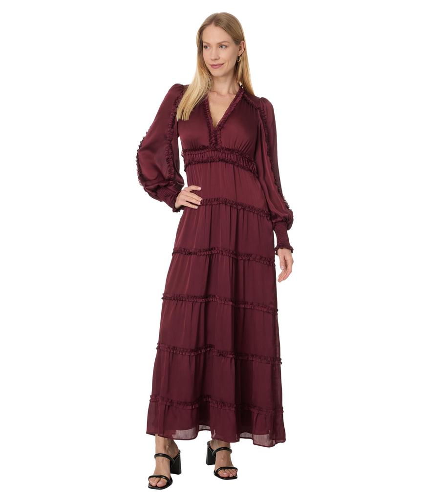 CeCe Plisse Ruffle Maxi Dress