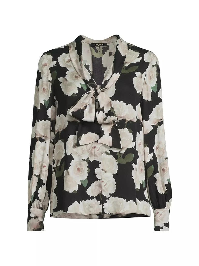 UNGARO Dara Floral Stretch Silk Blouse 1