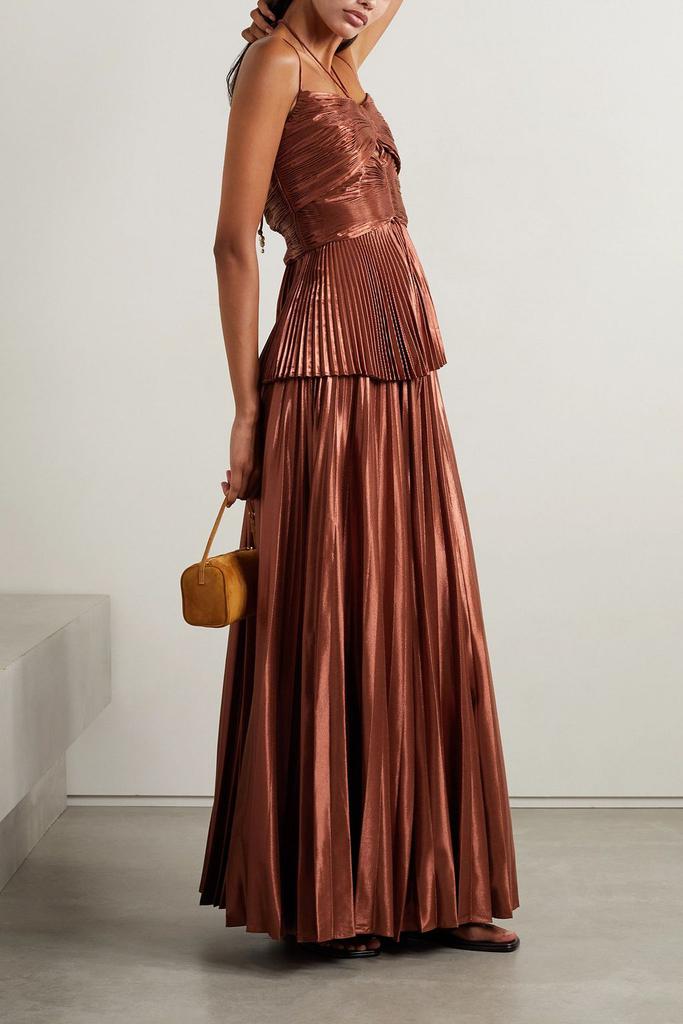 Altuzarra Justin cutout plissé-lamé halterneck top