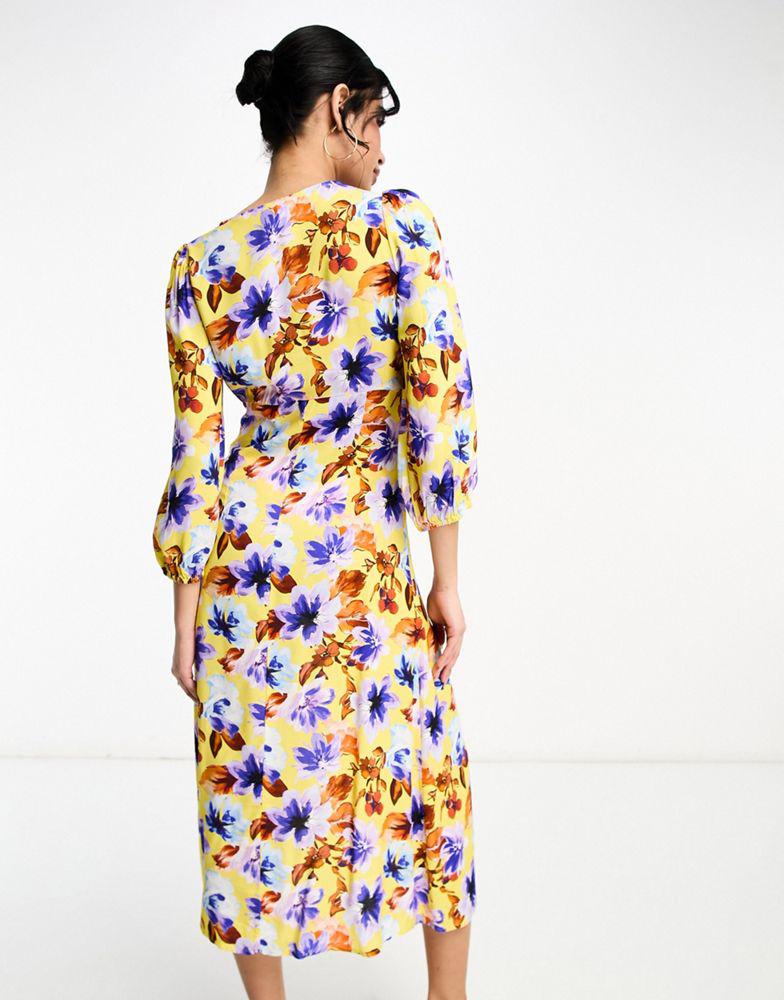 Y.A.S. Y.A.S v neck midi dress in orange floral print