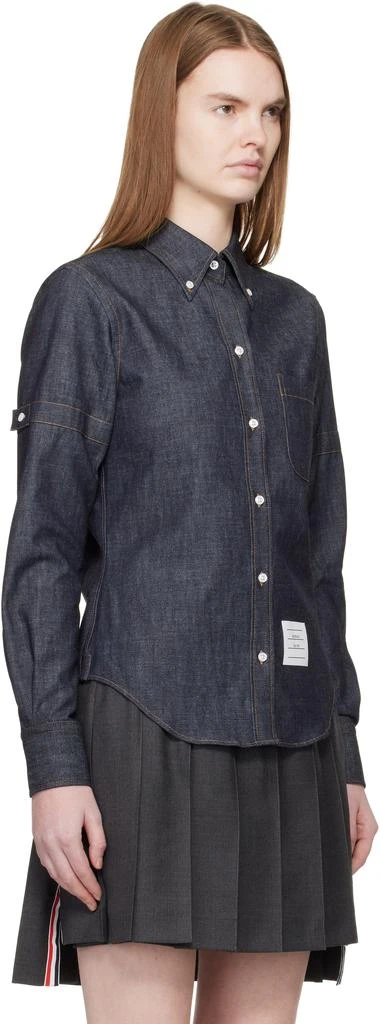 Thom Browne Navy Classic Point Collar Denim Shirt 2