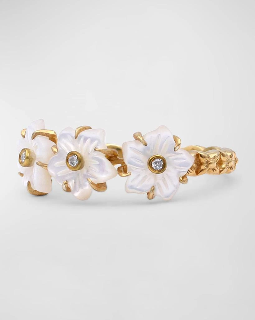 Stephen Dweck White Mother of Pearl and White Diamond Ring in 18K Gold 2