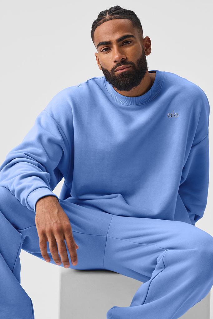 Alo Accolade Crew Neck Pullover - Crystal Clear Blue - Hoodies