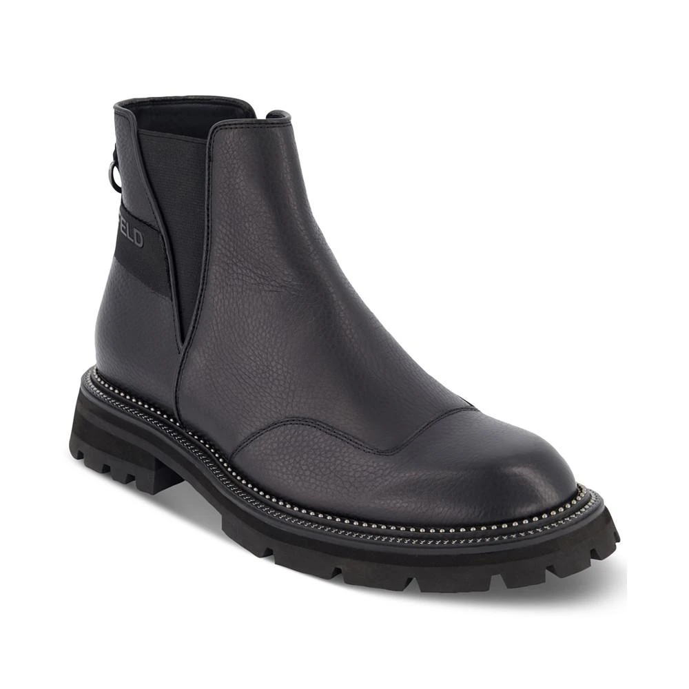 KARL LAGERFELD PARIS Men's Tumbled Leather Side-Zip Chelsea Boots 1