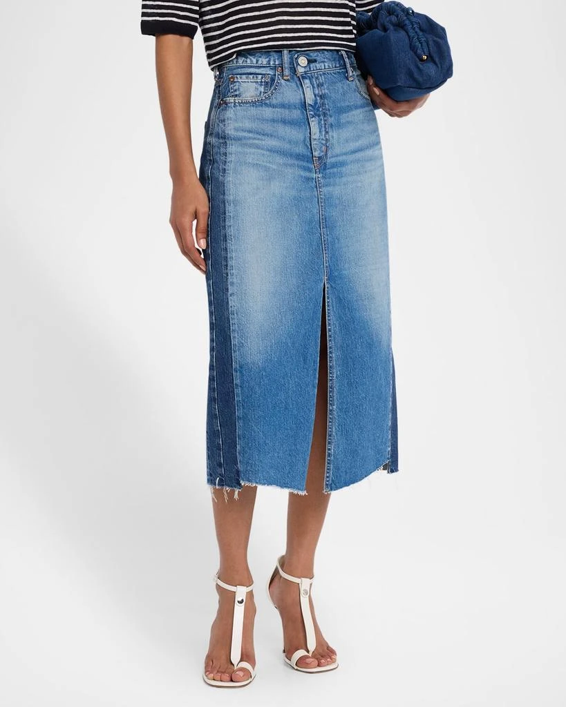 MOUSSY VINTAGE Putnam Crossover Denim Midi Skirt 4