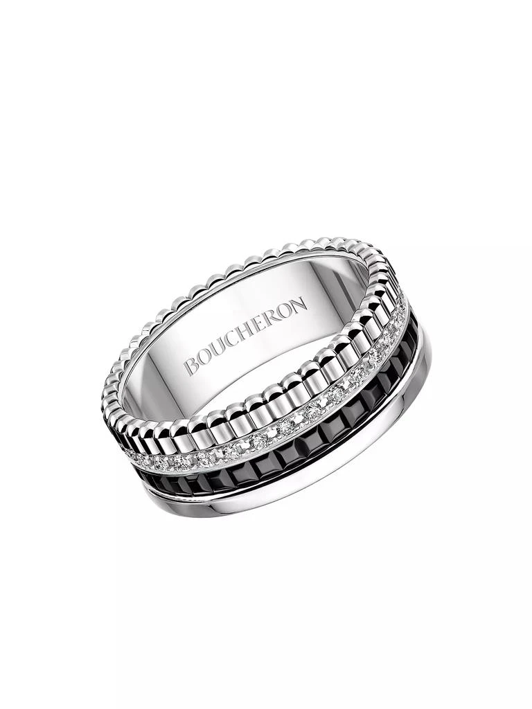 Boucheron Quatre Black Edition 18K White Gold, 0.25 TCW Diamond & PVD Ring 1