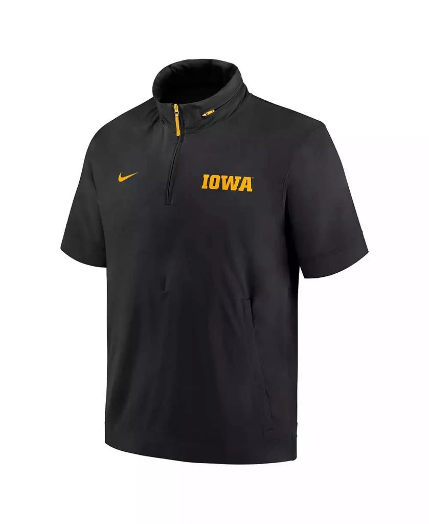 NIKE Men's Black Iowa Hawkeyes 2024 Sideline Coach Short Sleeve Half-Zip Hoodie Jacket 2