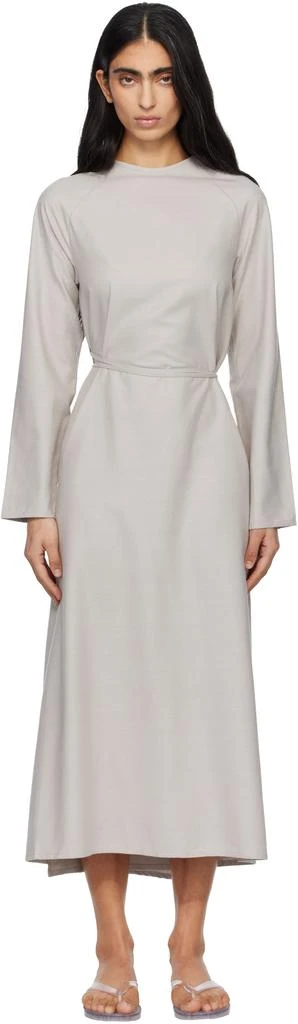 Baserange Taupe Long Sleeve Apron Maxi Dress