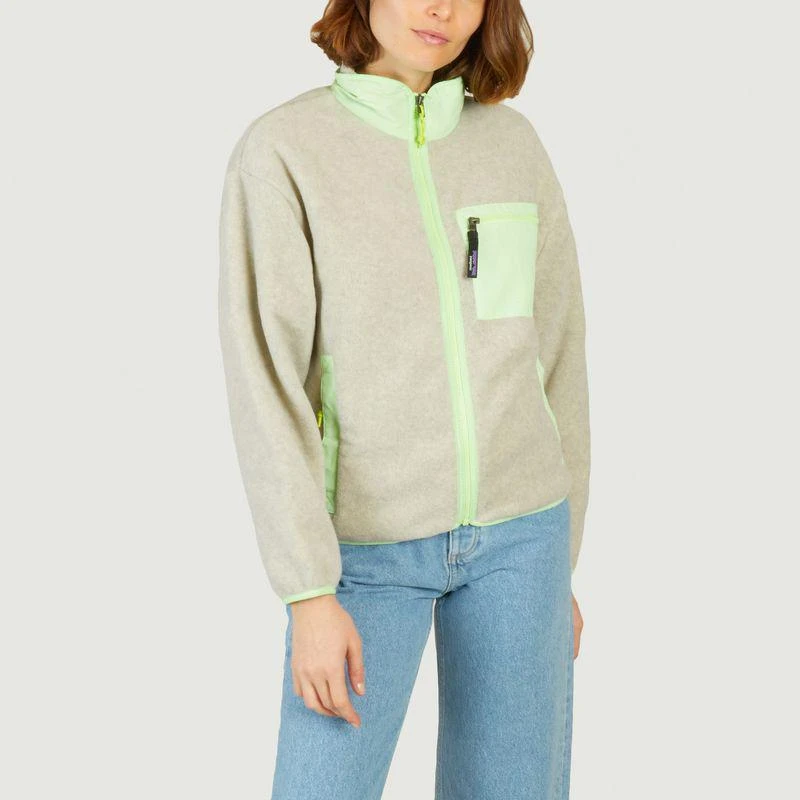 Patagonia Zipped fleece with contrasting Synchilla details Oatmeal heather salamander Green PATAGONIA 1