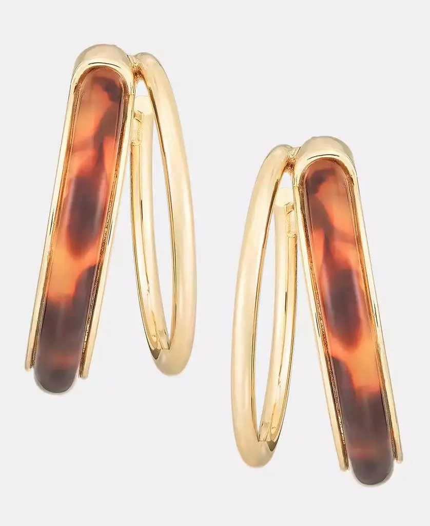 Ralph Lauren Medium Tortoise-Look Split-Hoop Earrings, 1.2"