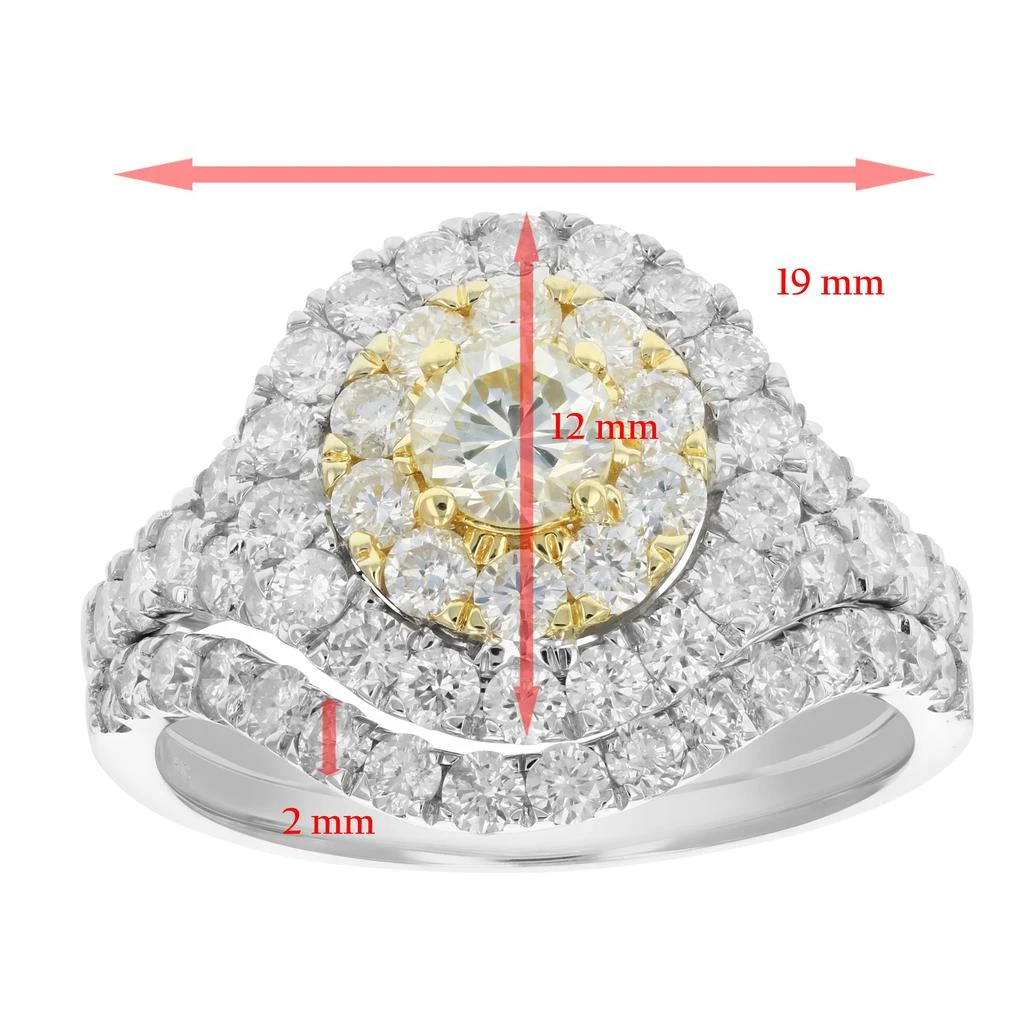 Vir Jewels 2 cttw Diamond Wedding Engagement Ring Set 14K Two Tone Gold Bridal Curve Style 5