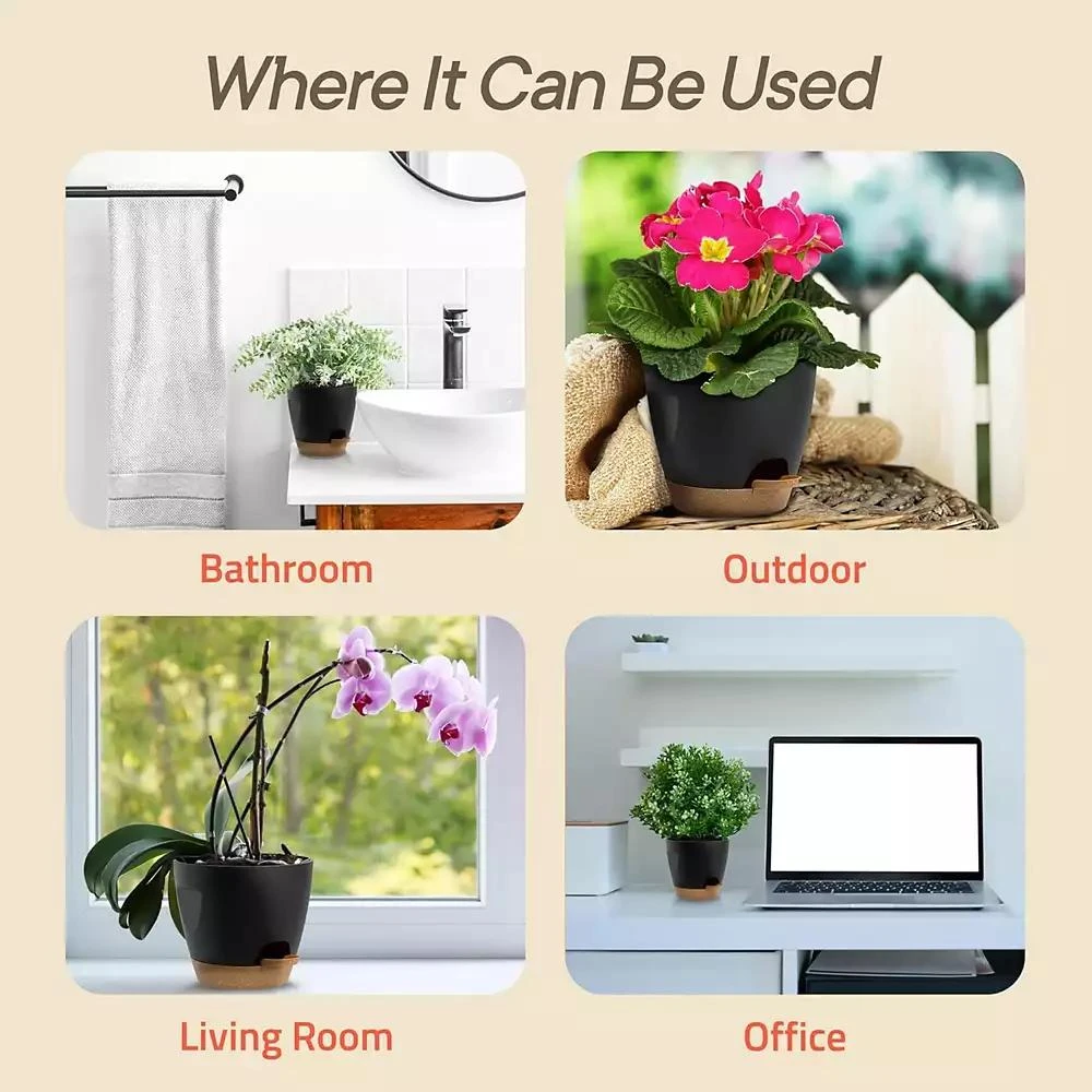 Lifemaster Black Self Watering Pots 20 Pack, Indoor and Outdoor Plant Pots with Wick Rope
Drainage Holes, Easy Watering Lip, Lightweight Plastic Self Watering Planter for Succulents, Houseplants, and Herbs 3