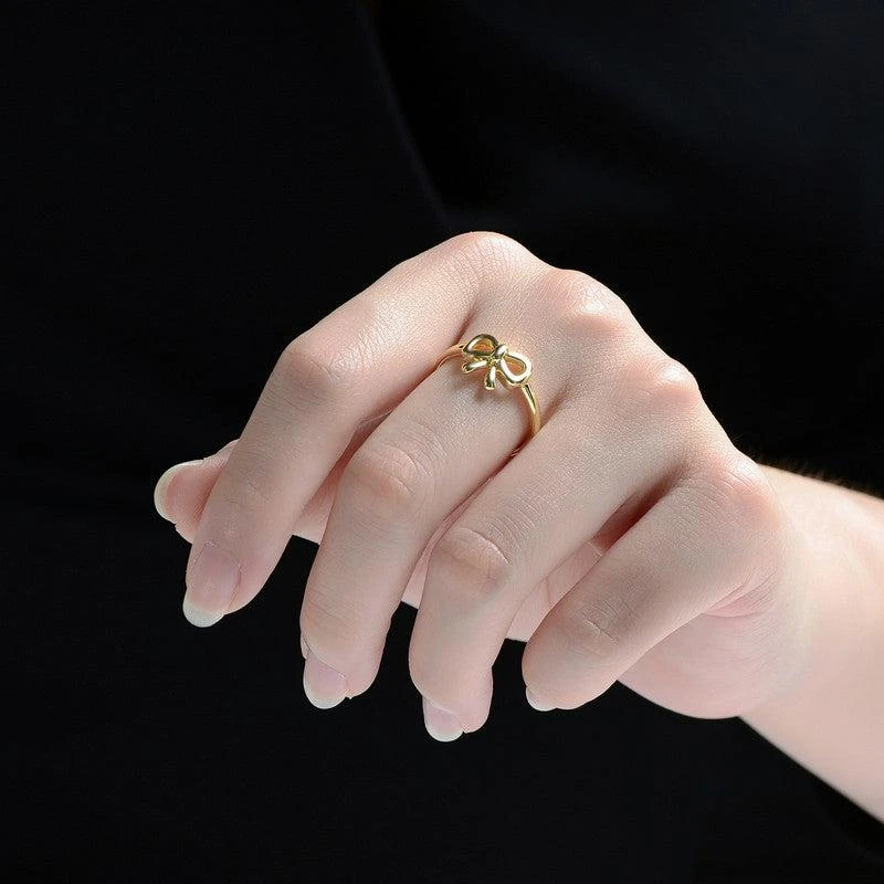 GigiGirl 14K Gold Plated Bow Design Ring for Teens 2