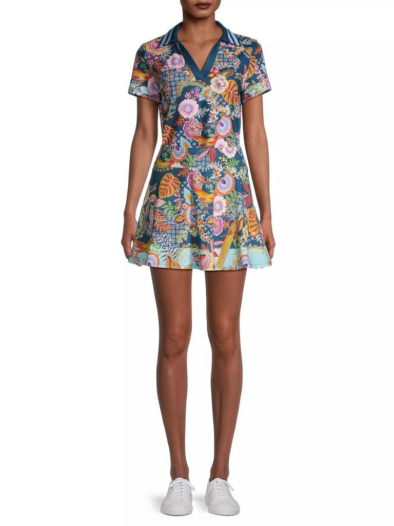 Johnny Was Wild Bird Floral Polo Shirt