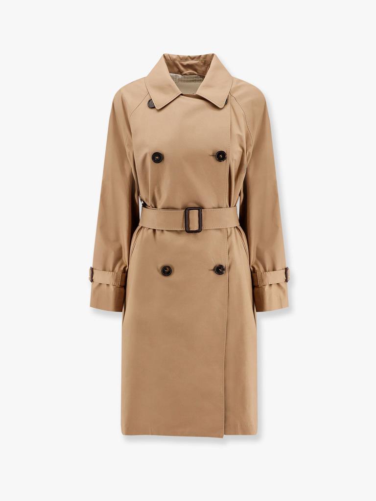 MAX MARA THE CUBE Cotton blend c trench with leather buckles
