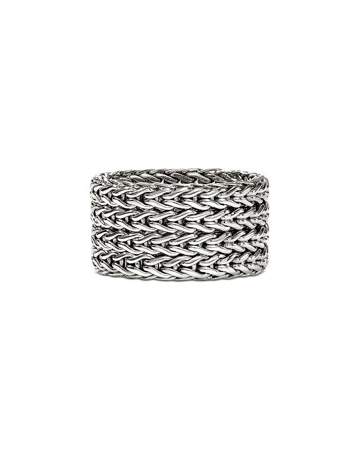 John Hardy Sterling Silver Icon Diamond Multirow Weave Ring 1