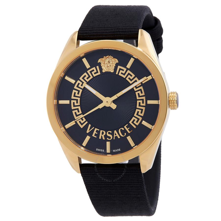 Versace New V Circle Quartz Black Dial Ladies Watch VE8A00224