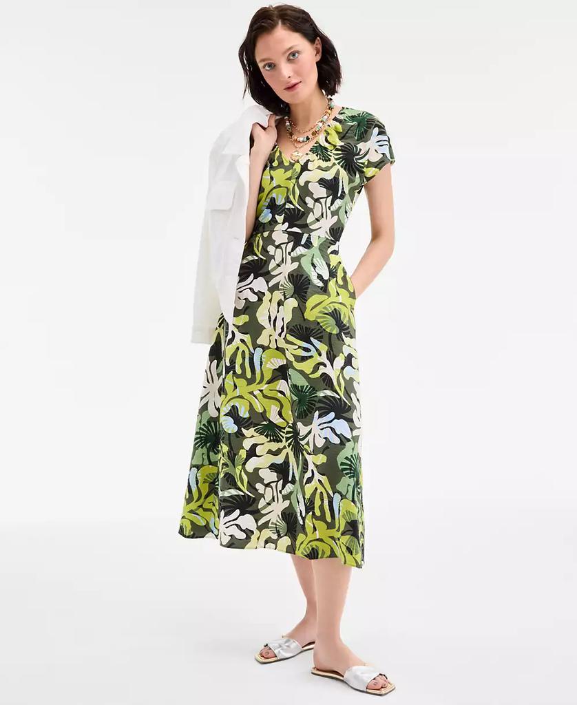 On 34th Women's Flutter-Sleeve Printed Textured Midi Dress, Exclusively at Macy's
